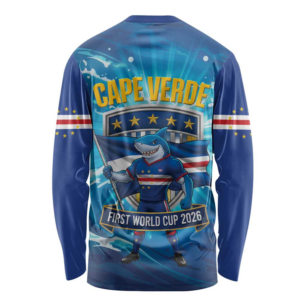 Blue Shark Cape Verde Football Long Sleeve Shirt First World Cup 2026 - Wonder Print Shop