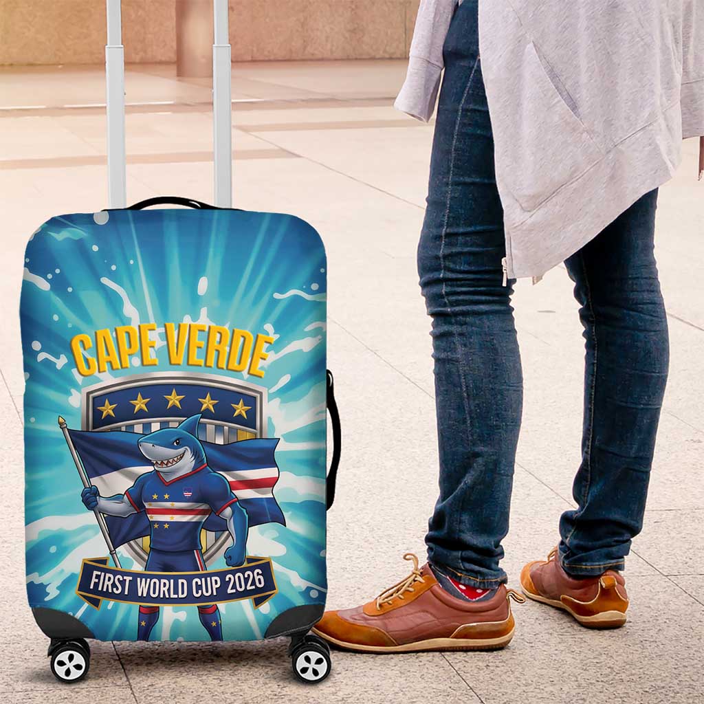 Blue Shark Cape Verde Football Luggage Cover First World Cup 2026 - Wonder Print Shop