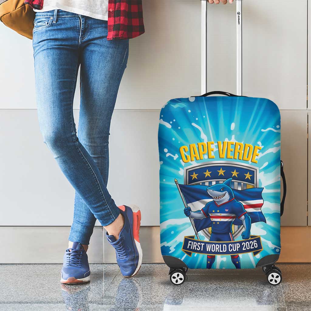 Blue Shark Cape Verde Football Luggage Cover First World Cup 2026 - Wonder Print Shop