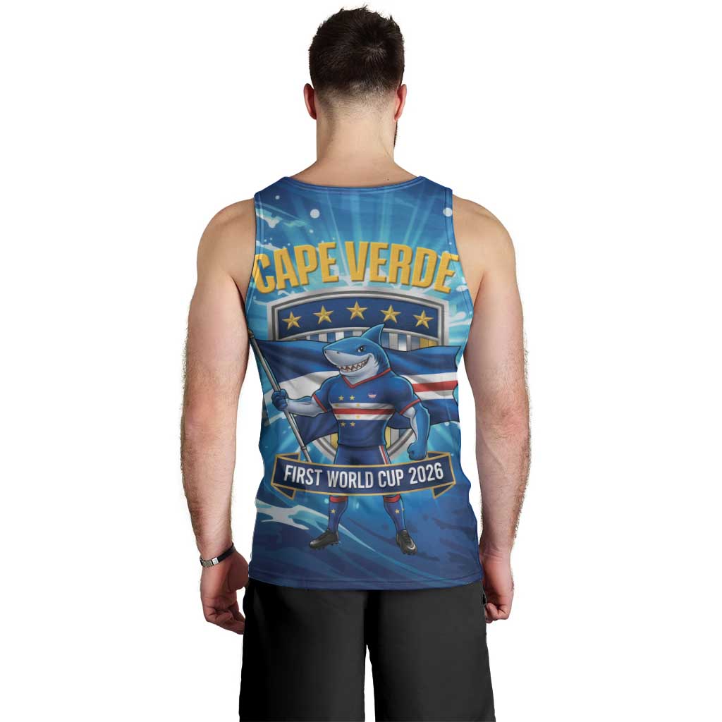 Blue Shark Cape Verde Football Men Tank Top First World Cup 2026 - Wonder Print Shop
