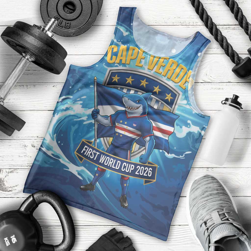 Blue Shark Cape Verde Football Men Tank Top First World Cup 2026 - Wonder Print Shop