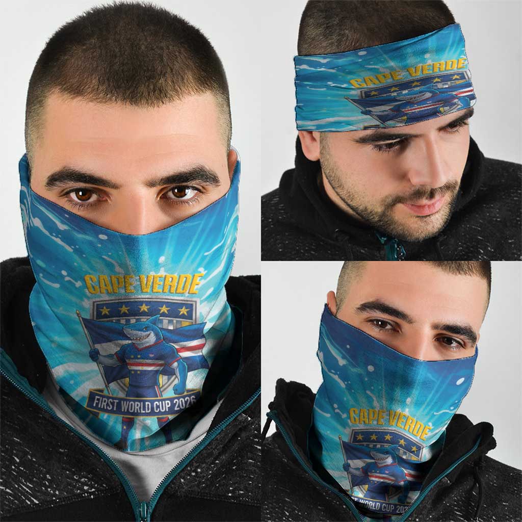 Blue Shark Cape Verde Football Neck Gaiter First World Cup 2026 - Wonder Print Shop
