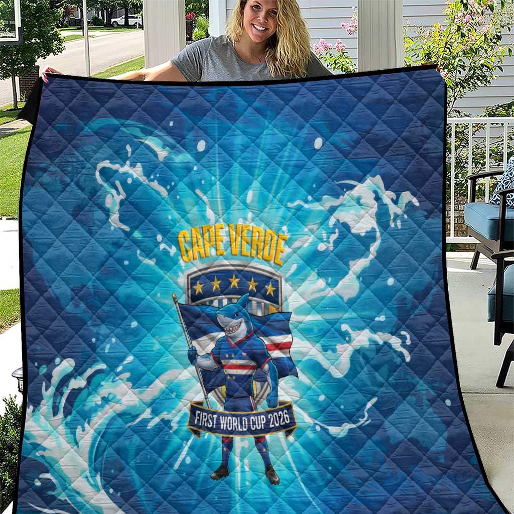 Blue Shark Cape Verde Football Quilt First World Cup 2026 - Wonder Print Shop