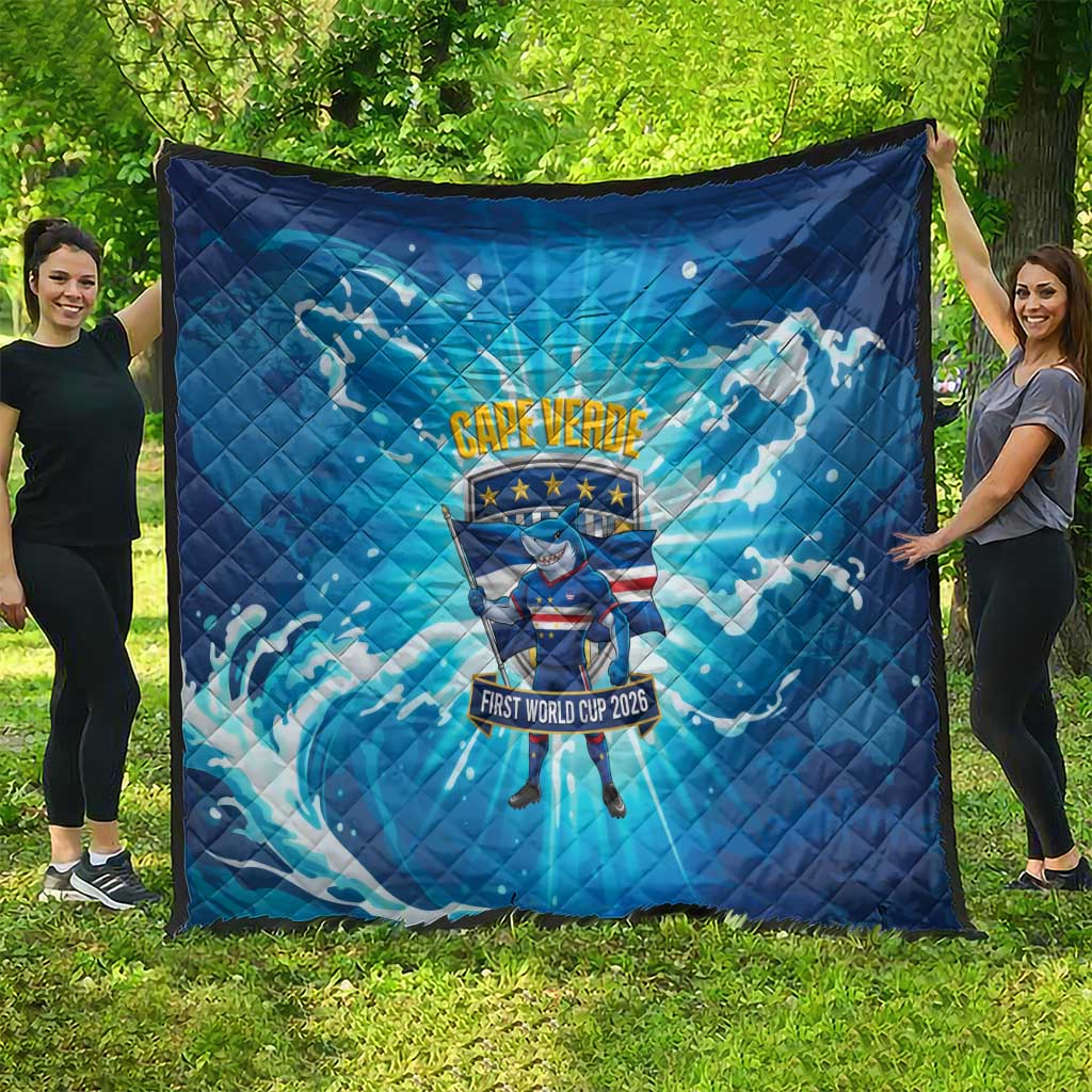Blue Shark Cape Verde Football Quilt First World Cup 2026 - Wonder Print Shop