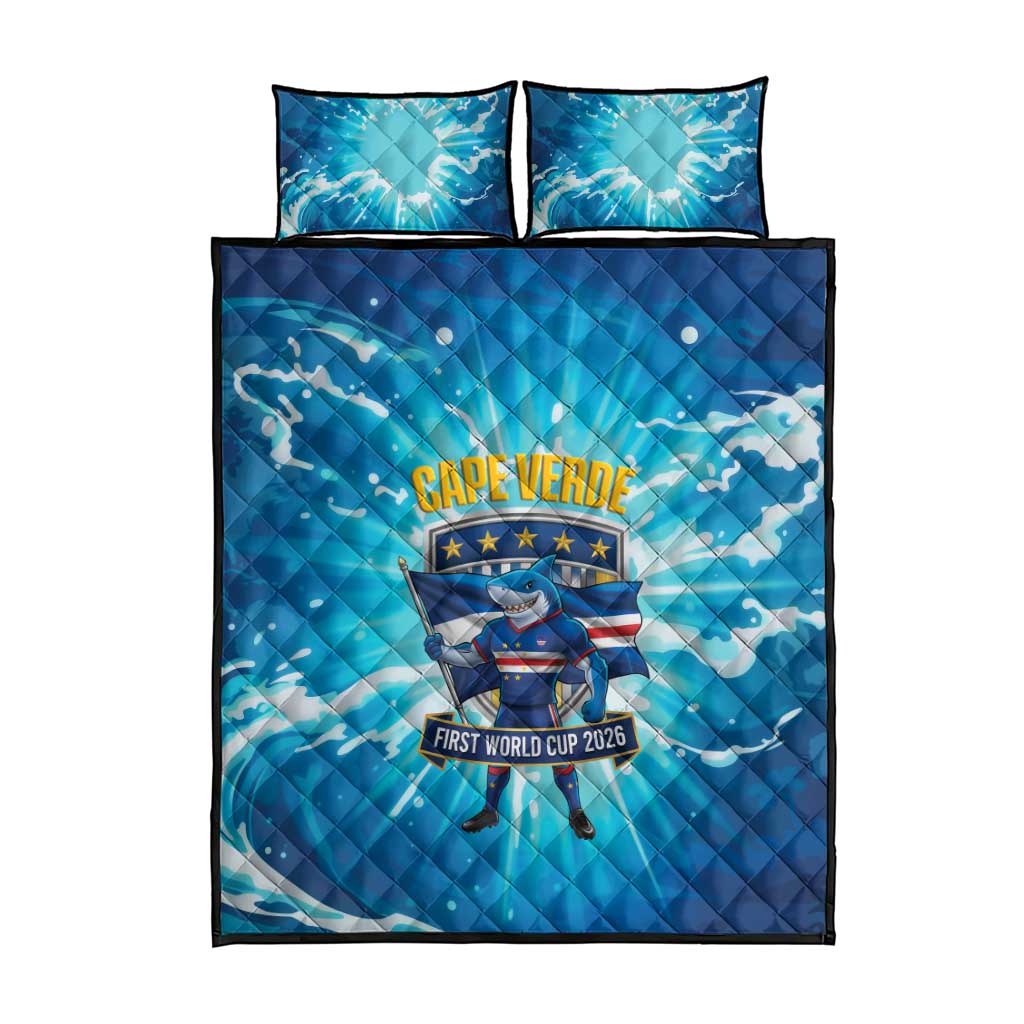Blue Shark Cape Verde Football Quilt Bed Set First World Cup 2026 - Wonder Print Shop
