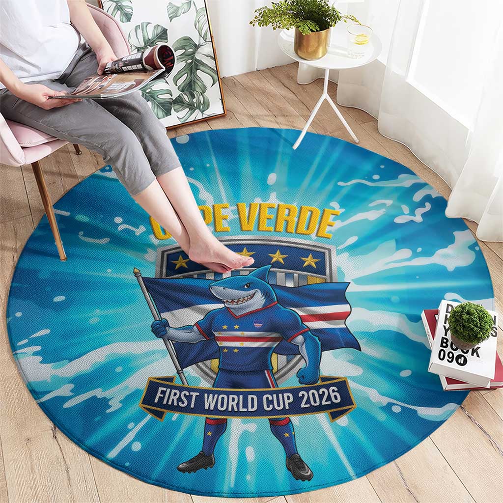 Blue Shark Cape Verde Football Round Carpet First World Cup 2026 - Wonder Print Shop