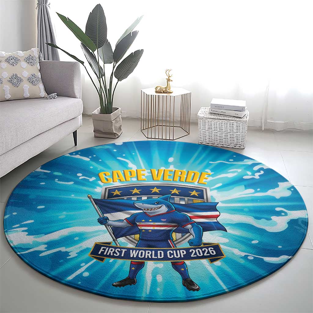 Blue Shark Cape Verde Football Round Carpet First World Cup 2026 - Wonder Print Shop