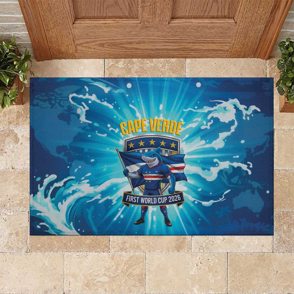 Blue Shark Cape Verde Football Rubber Doormat First World Cup 2026 - Wonder Print Shop