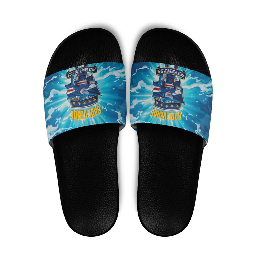 Blue Shark Cape Verde Football Slide Sandals First World Cup 2026 - Wonder Print Shop