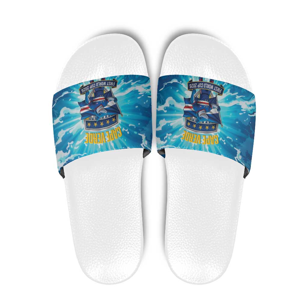 Blue Shark Cape Verde Football Slide Sandals First World Cup 2026 - Wonder Print Shop