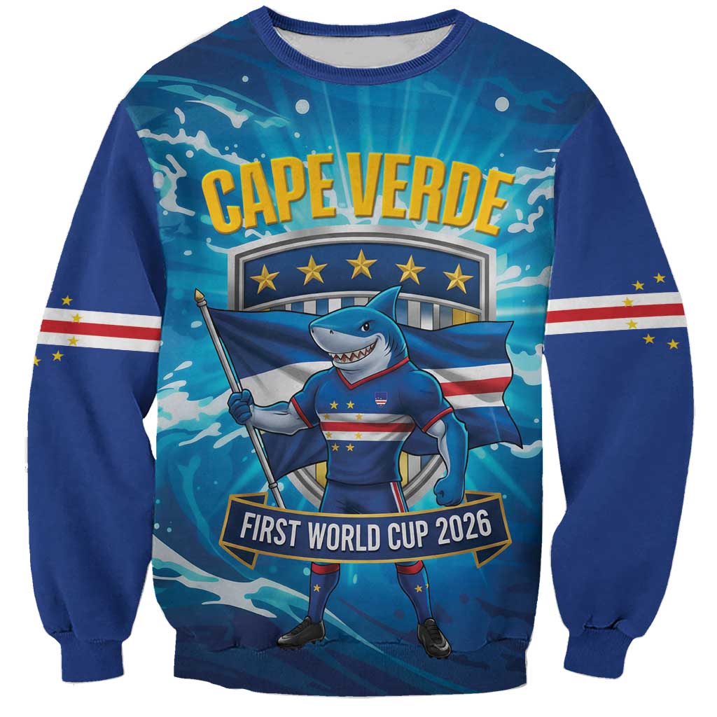 Blue Shark Cape Verde Football Sweatshirt First World Cup 2026 - Wonder Print Shop