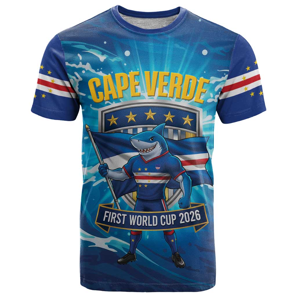 Blue Shark Cape Verde Football T Shirt First World Cup 2026 - Wonder Print Shop
