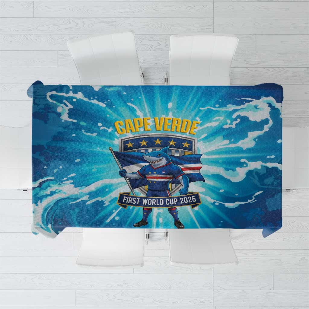 Blue Shark Cape Verde Football Tablecloth First World Cup 2026 - Wonder Print Shop