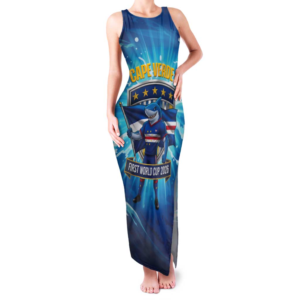 Blue Shark Cape Verde Football Tank Maxi Dress First World Cup 2026 - Wonder Print Shop