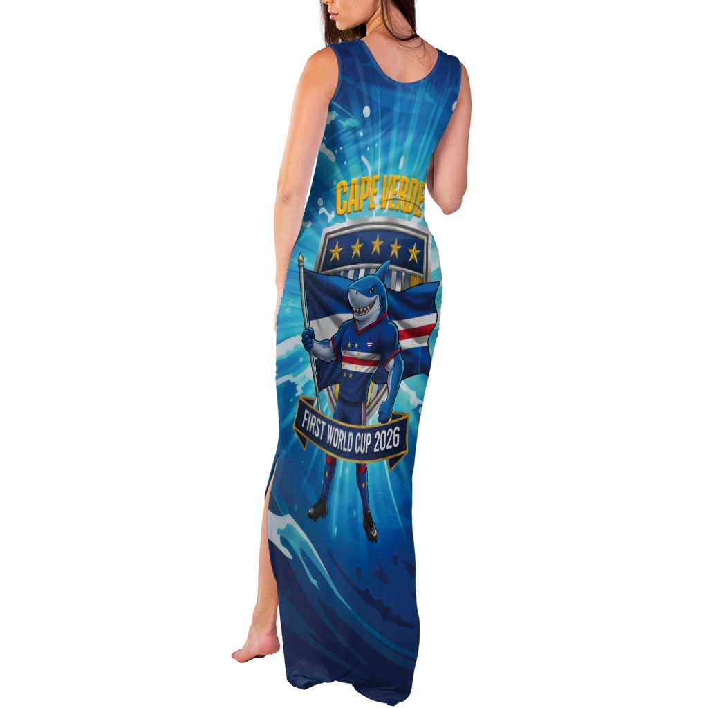 Blue Shark Cape Verde Football Tank Maxi Dress First World Cup 2026 - Wonder Print Shop