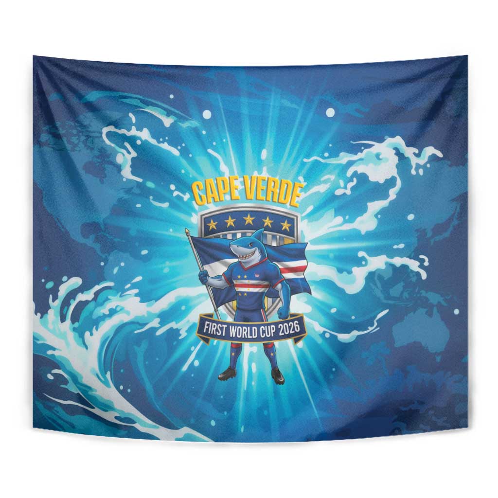 Blue Shark Cape Verde Football Tapestry First World Cup 2026 - Wonder Print Shop