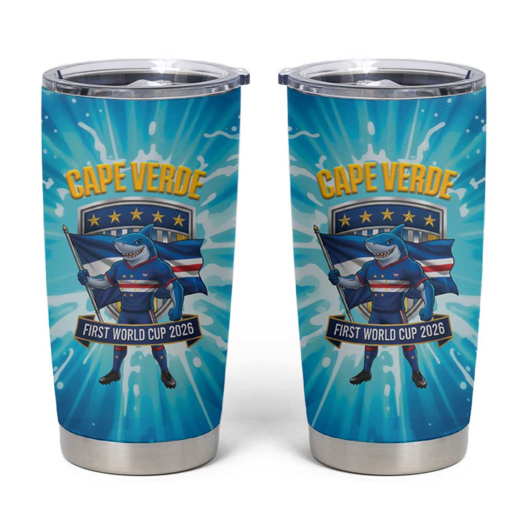 Blue Shark Cape Verde Football Tumbler Cup First World Cup 2026 - Wonder Print Shop
