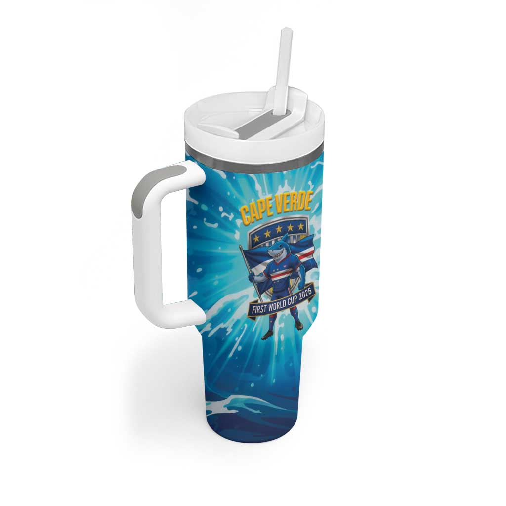 Blue Shark Cape Verde Football Tumbler With Handle First World Cup 2026 - Wonder Print Shop
