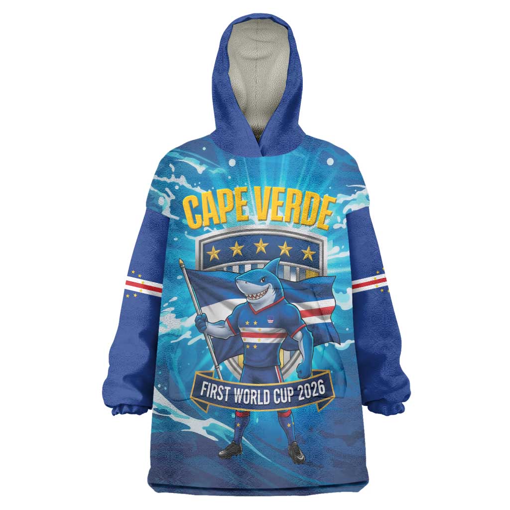 Blue Shark Cape Verde Football Wearable Blanket Hoodie First World Cup 2026 - Wonder Print Shop