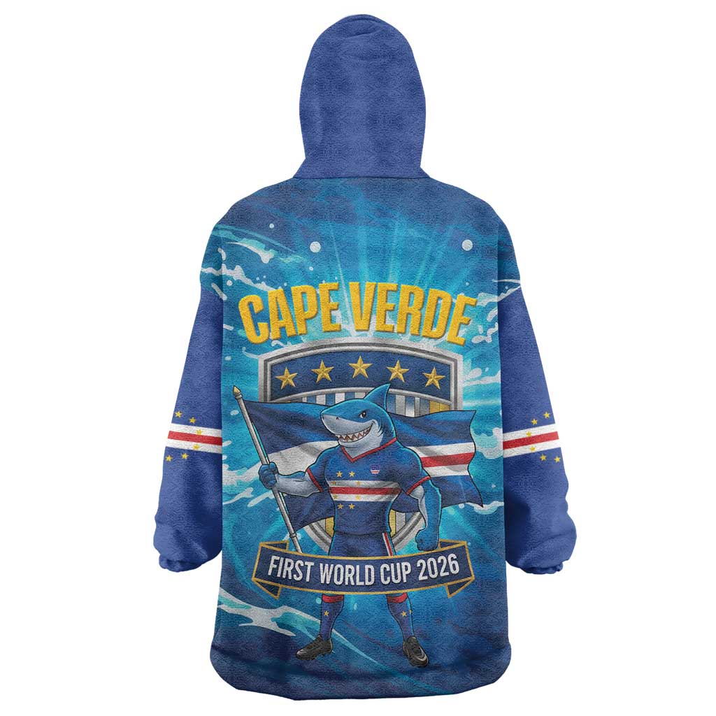 Blue Shark Cape Verde Football Wearable Blanket Hoodie First World Cup 2026 - Wonder Print Shop