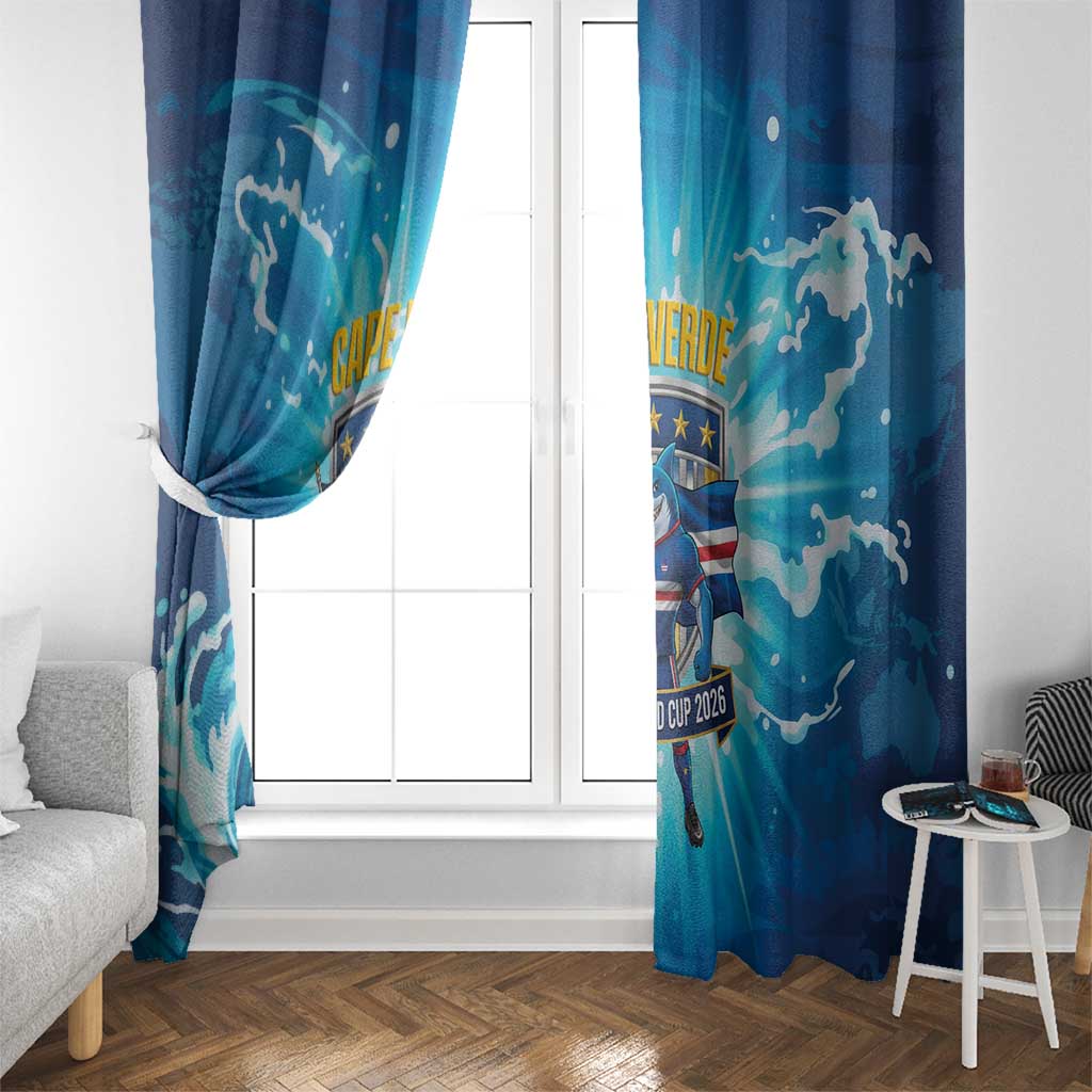 Blue Shark Cape Verde Football Window Curtain First World Cup 2026 - Wonder Print Shop
