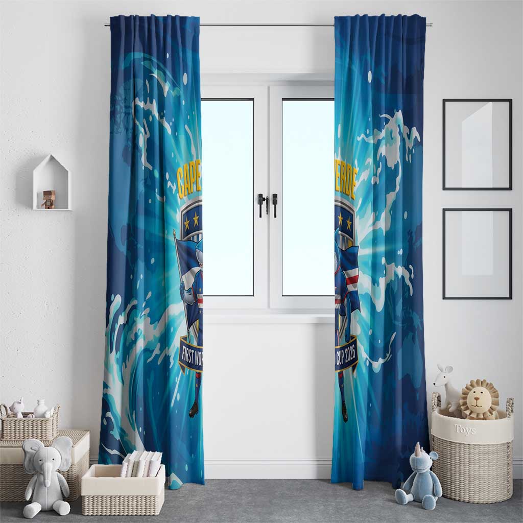 Blue Shark Cape Verde Football Window Curtain First World Cup 2026 - Wonder Print Shop