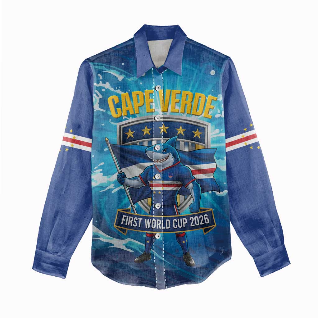 Blue Shark Cape Verde Football Women Casual Shirt First World Cup 2026 - Wonder Print Shop