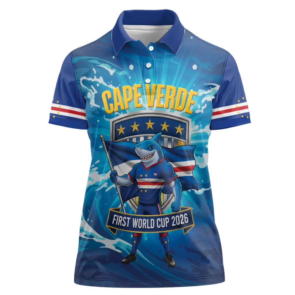 Blue Shark Cape Verde Football Women Polo Shirt First World Cup 2026 - Wonder Print Shop