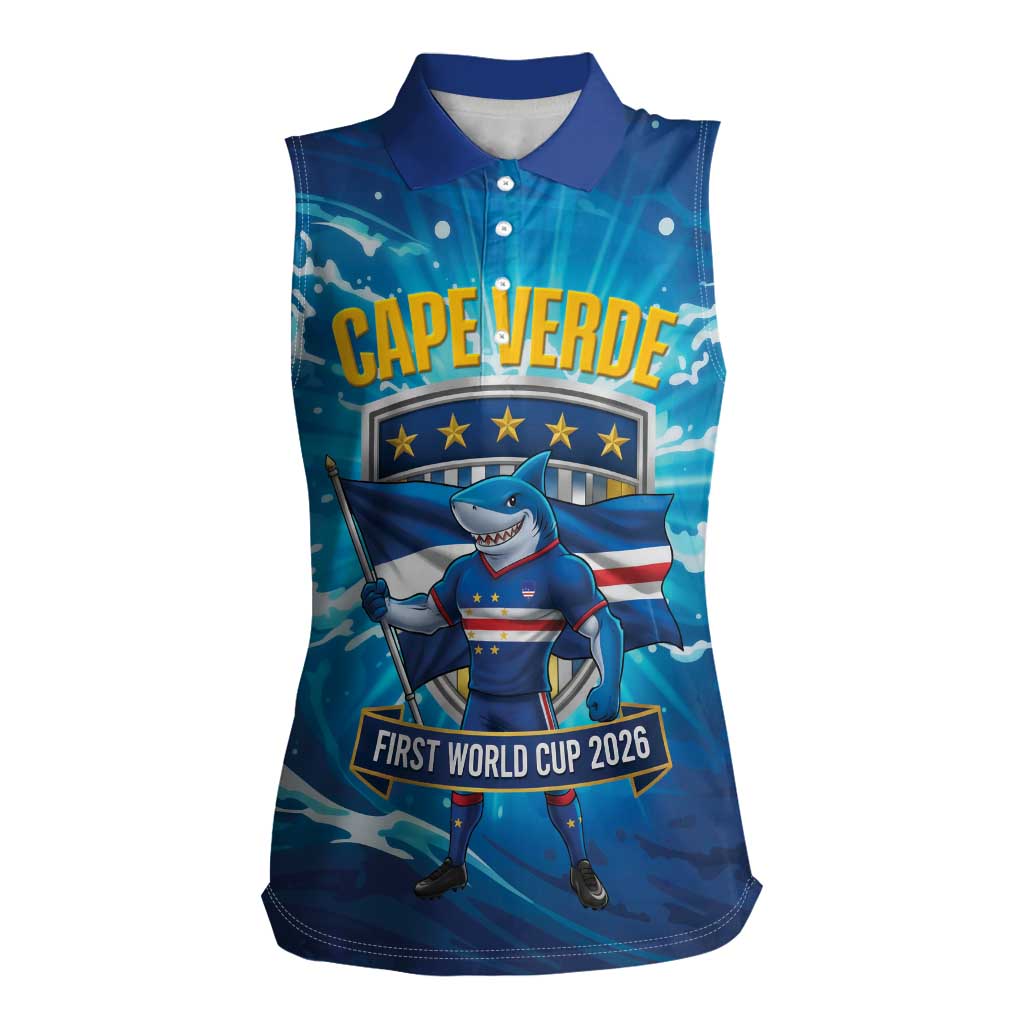 Blue Shark Cape Verde Football Women Sleeveless Polo Shirt First World Cup 2026 - Wonder Print Shop