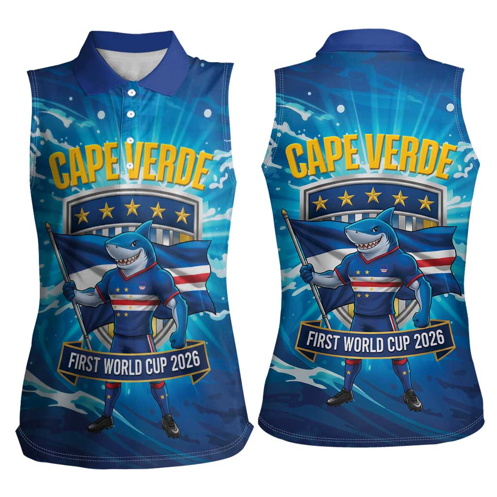 Blue Shark Cape Verde Football Women Sleeveless Polo Shirt First World Cup 2026 - Wonder Print Shop