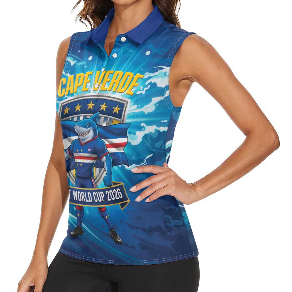 Blue Shark Cape Verde Football Women Sleeveless Polo Shirt First World Cup 2026 - Wonder Print Shop