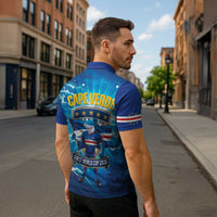 Blue Shark Cape Verde Football Zipper Polo Shirt First World Cup 2026 - Wonder Print Shop