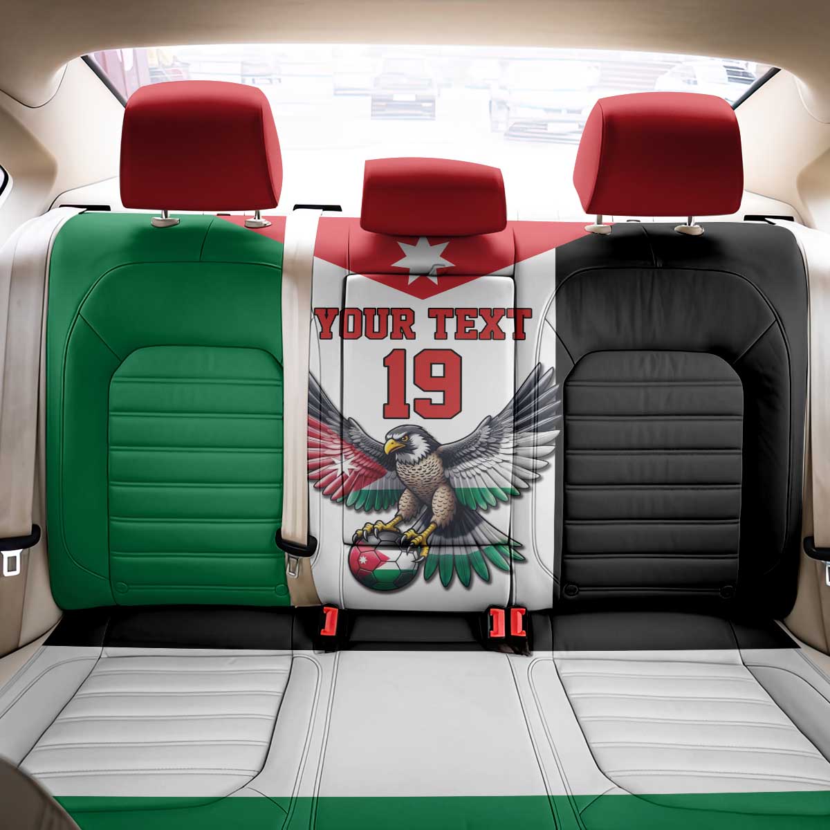 Custom World Football 2026 Jordan Back Car Seat Cover Eagle Rising Road To Champion - Wonder Print Shop