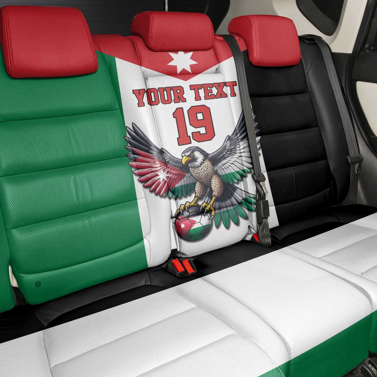 Custom World Football 2026 Jordan Back Car Seat Cover Eagle Rising Road To Champion - Wonder Print Shop