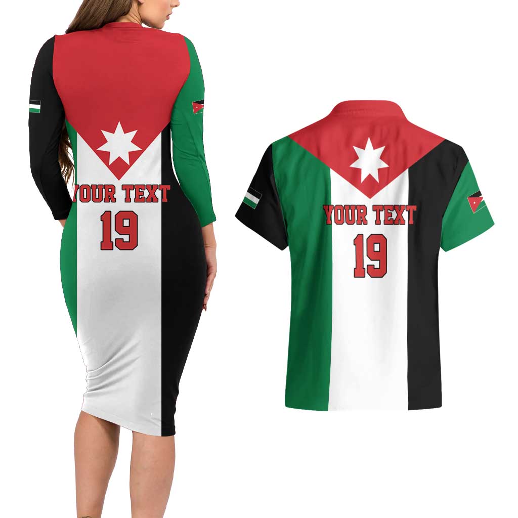 Custom World Football 2026 Jordan Couples Matching Long Sleeve Bodycon Dress and Hawaiian Shirt Eagle Rising Road To Champion - Wonder Print Shop