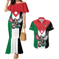 Custom World Football 2026 Jordan Couples Matching Mermaid Dress and Hawaiian Shirt Eagle Rising Road To Champion - Wonder Print Shop