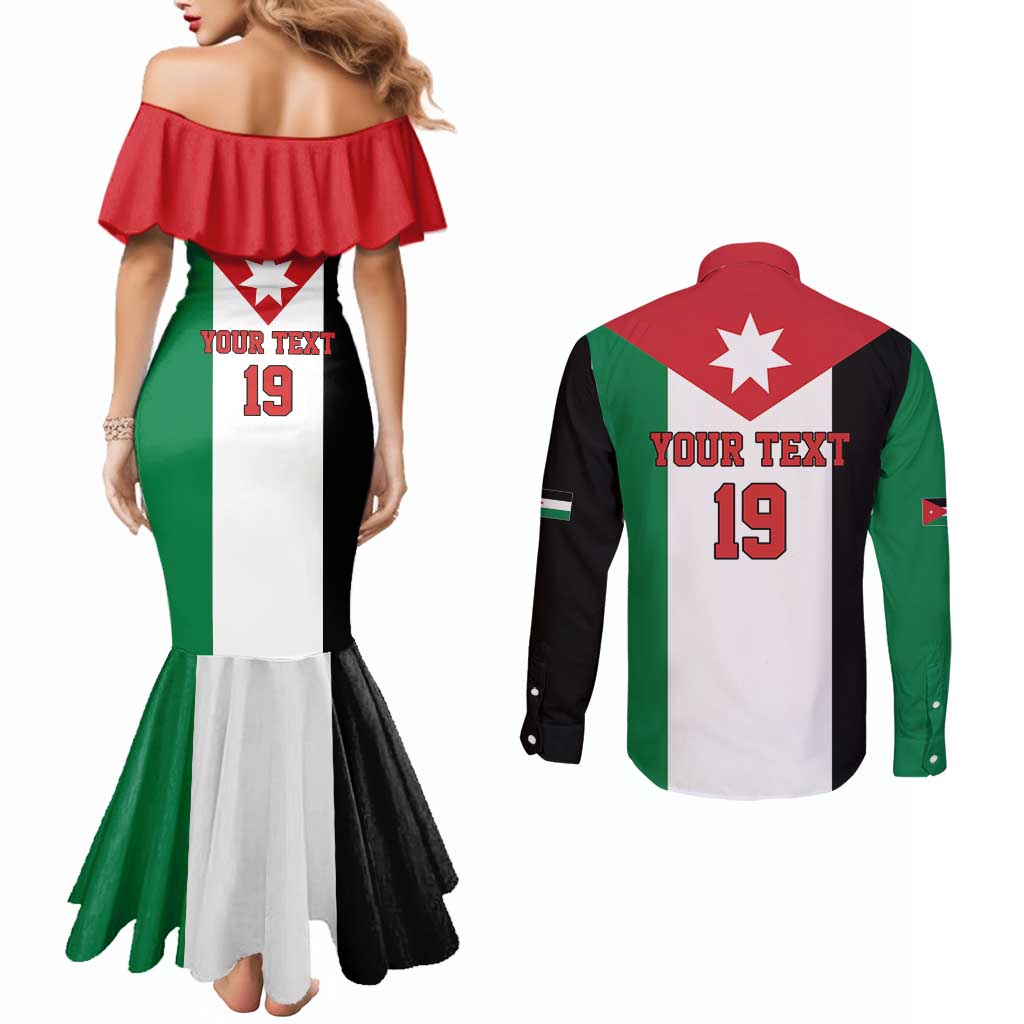 Custom World Football 2026 Jordan Couples Matching Mermaid Dress and Long Sleeve Button Shirt Eagle Rising Road To Champion - Wonder Print Shop