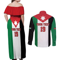 Custom World Football 2026 Jordan Couples Matching Off Shoulder Maxi Dress and Long Sleeve Button Shirt Eagle Rising Road To Champion - Wonder Print Shop