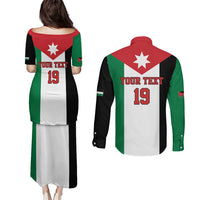 Custom World Football 2026 Jordan Couples Matching Puletasi and Long Sleeve Button Shirt Eagle Rising Road To Champion - Wonder Print Shop