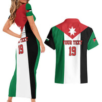 Custom World Football 2026 Jordan Couples Matching Short Sleeve Bodycon Dress and Hawaiian Shirt Eagle Rising Road To Champion - Wonder Print Shop
