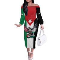 Custom World Football 2026 Jordan Family Matching Off The Shoulder Long Sleeve Dress and Hawaiian Shirt Eagle Rising Road To Champion - Wonder Print Shop