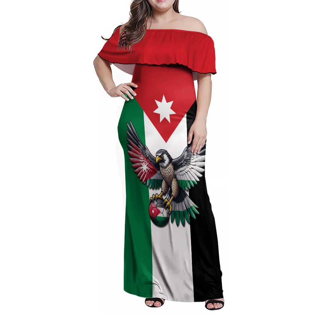 Custom World Football 2026 Jordan Family Matching Off Shoulder Maxi Dress and Hawaiian Shirt Eagle Rising Road To Champion - Wonder Print Shop