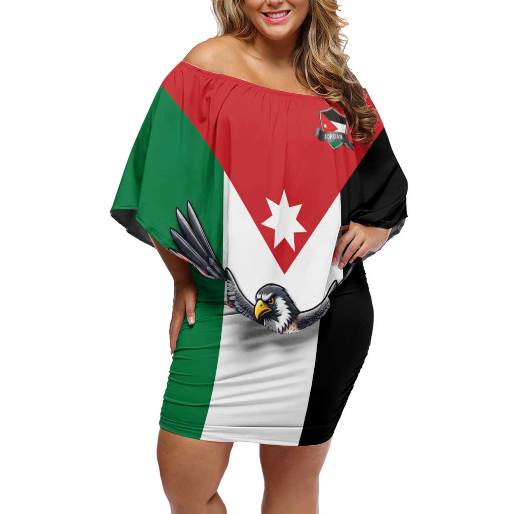 Custom World Football 2026 Jordan Family Matching Off Shoulder Short Dress and Hawaiian Shirt Eagle Rising Road To Champion - Wonder Print Shop