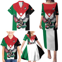 Custom World Football 2026 Jordan Family Matching Puletasi and Hawaiian Shirt Eagle Rising Road To Champion - Wonder Print Shop