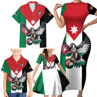 Custom World Football 2026 Jordan Family Matching Short Sleeve Bodycon Dress and Hawaiian Shirt Eagle Rising Road To Champion - Wonder Print Shop