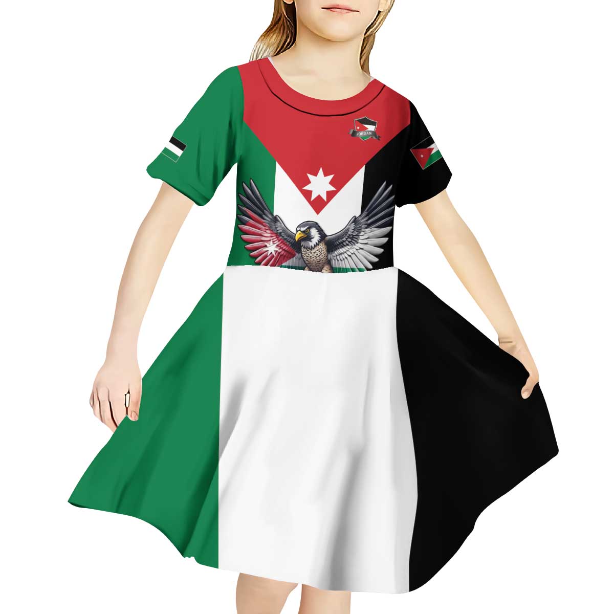 Custom World Football 2026 Jordan Kid Short Sleeve Dress Eagle Rising Road To Champion - Wonder Print Shop
