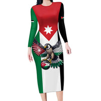 Custom World Football 2026 Jordan Long Sleeve Bodycon Dress Eagle Rising Road To Champion - Wonder Print Shop