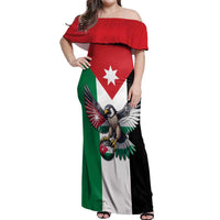 Custom World Football 2026 Jordan Off Shoulder Maxi Dress Eagle Rising Road To Champion - Wonder Print Shop