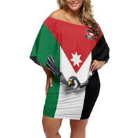 Custom World Football 2026 Jordan Off Shoulder Short Dress Eagle Rising Road To Champion - Wonder Print Shop
