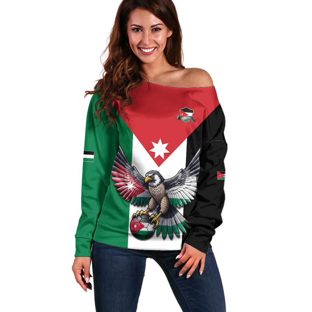 Custom World Football 2026 Jordan Off Shoulder Sweater Eagle Rising Road To Champion - Wonder Print Shop